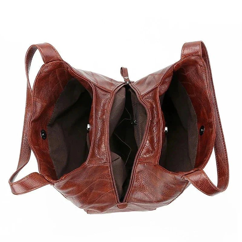 Damen Vintage Leder Schultertasche Hobo-Stil geräumig