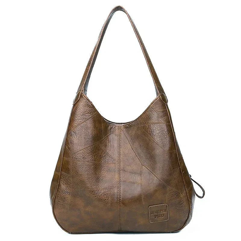 Damen Vintage Leder Schultertasche Hobo-Stil geräumig - Coffee