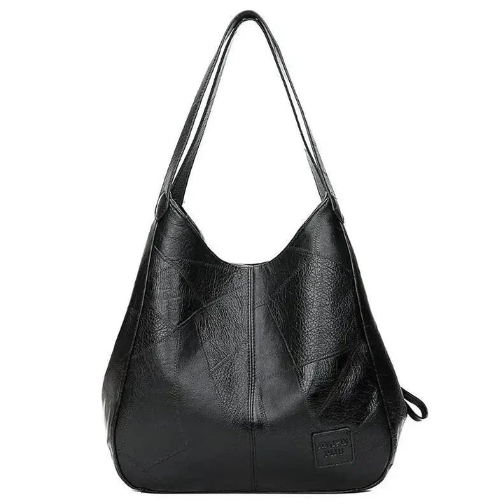 Damen Vintage Leder Schultertasche Hobo-Stil geräumig - Black
