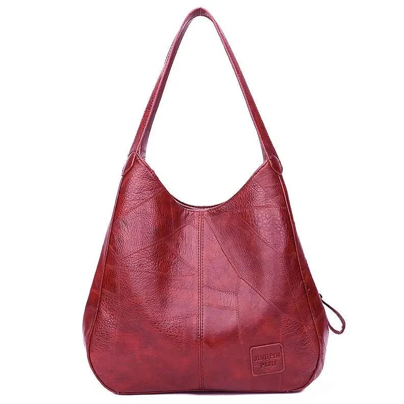 Damen Vintage Leder Schultertasche Hobo-Stil geräumig - Red