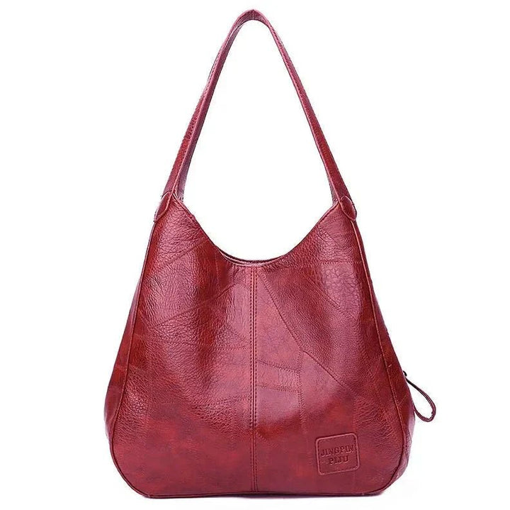 Damen Vintage Leder Schultertasche Hobo-Stil geräumig - Red