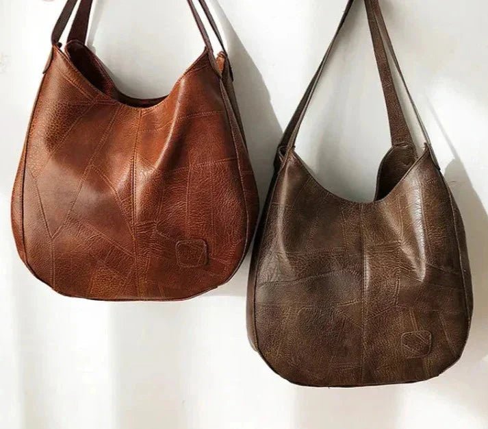 Damen Vintage Leder Schultertasche Hobo-Stil geräumig
