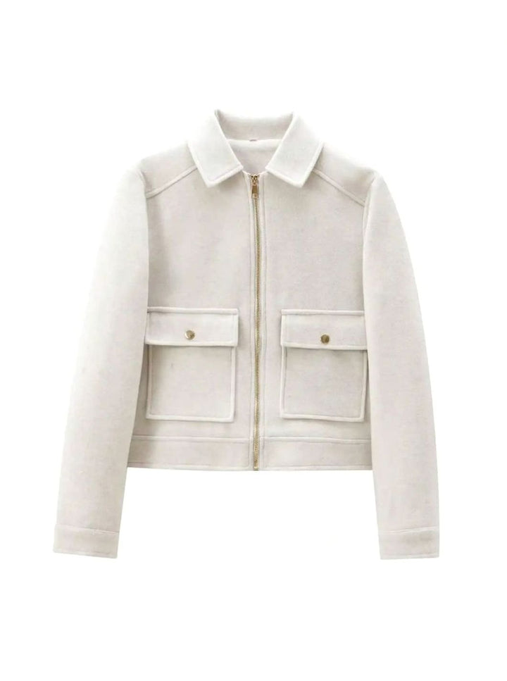 Damen Vintage Stehkragen Wollmantel Kurz mit Knöpfen