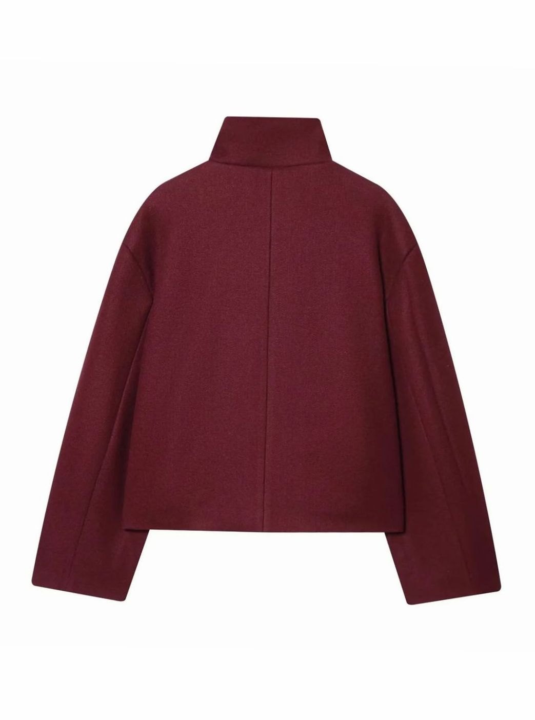 Damen Vintage Stehkragen Wollmantel Kurz mit Knöpfen