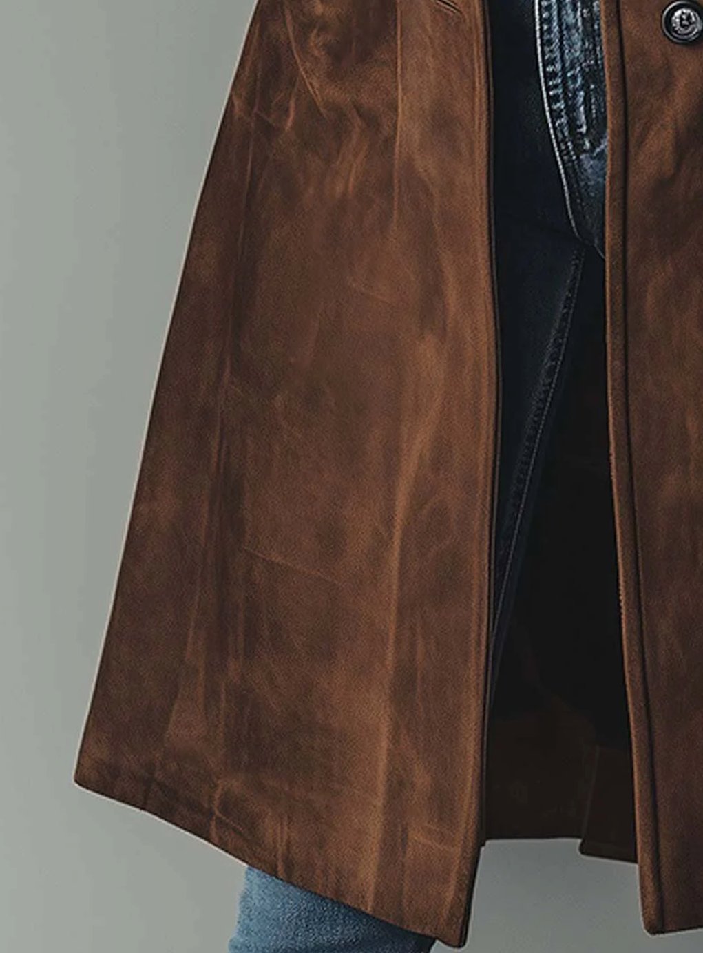 Damen Vintage Wildleder-Optik Mantel Damen Zweireihiger Trenchcoat