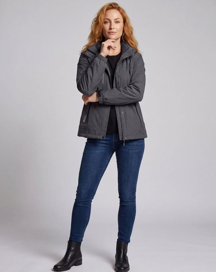 Damen Wasserdichte Fleecegefütterte Winterjacke mit Kapuze