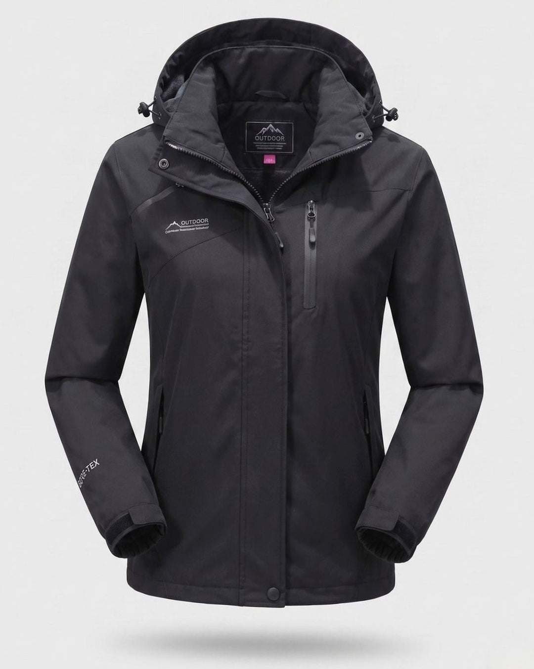 Damen Wasserdichte Fleecegefütterte Winterjacke mit Kapuze - Herren Schwarz