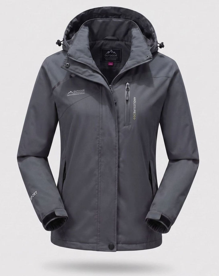 Damen Wasserdichte Fleecegefütterte Winterjacke mit Kapuze - Herren - Dunkelgrau