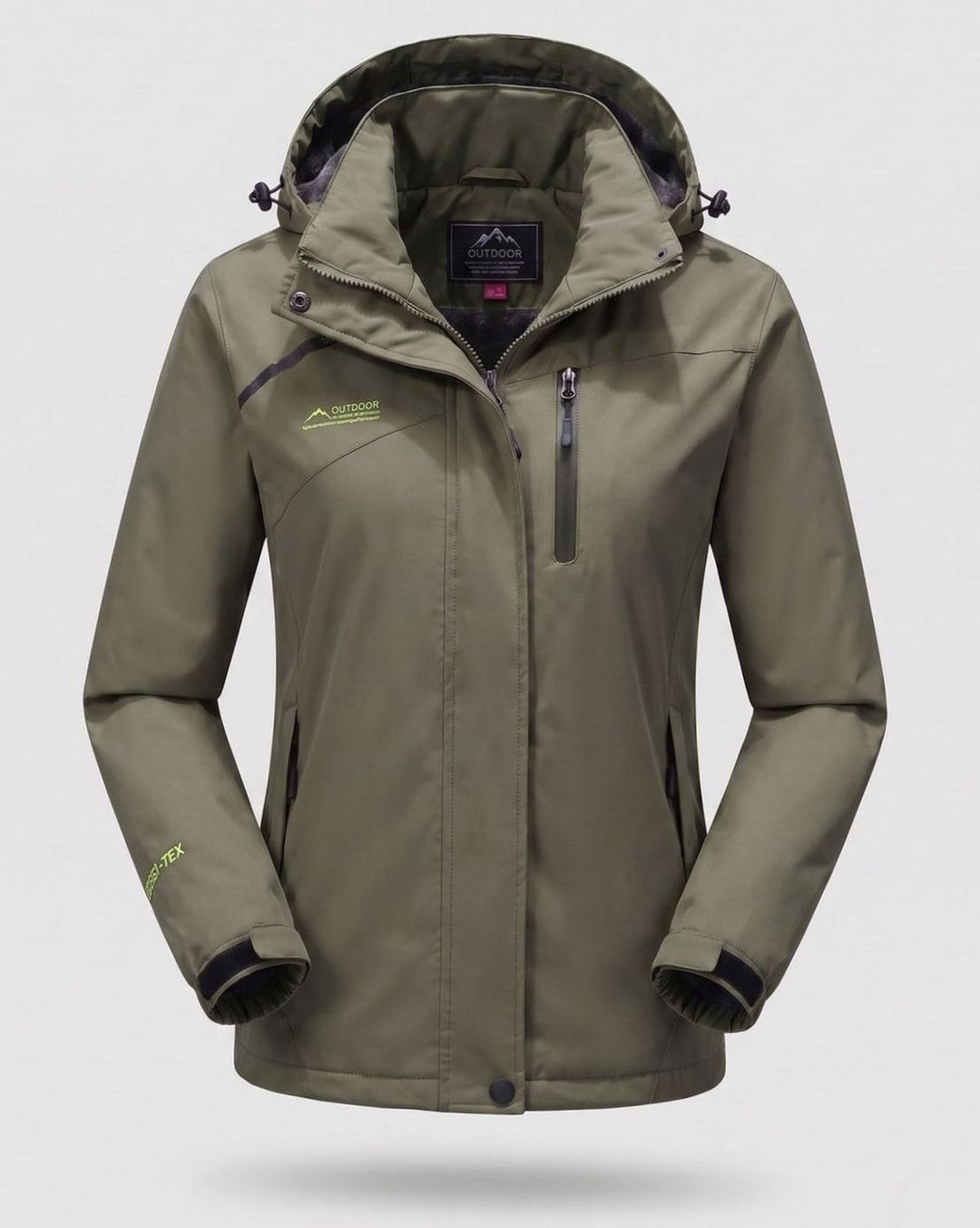 Damen Wasserdichte Fleecegefütterte Winterjacke mit Kapuze - Herren Armeegrün (gefüttert)