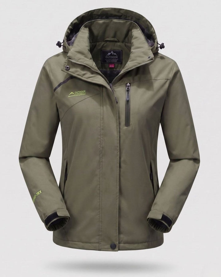 Damen Wasserdichte Fleecegefütterte Winterjacke mit Kapuze - Herren Armeegrün (gefüttert)