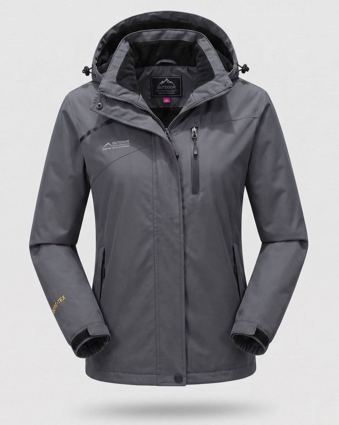 Damen Wasserdichte Fleecegefütterte Winterjacke mit Kapuze - Herren - Dunkelgrau (gefüttert)
