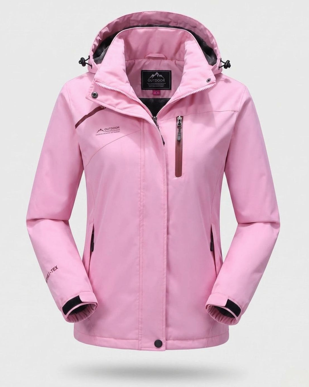 Damen Wasserdichte Fleecegefütterte Winterjacke mit Kapuze - Damen - Rosa - mit Fleece-Futter