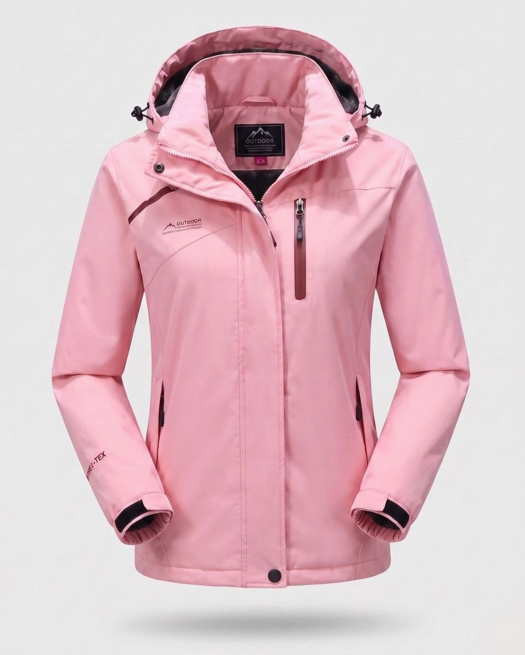 Damen Wasserdichte Fleecegefütterte Winterjacke mit Kapuze - Damen Rosa