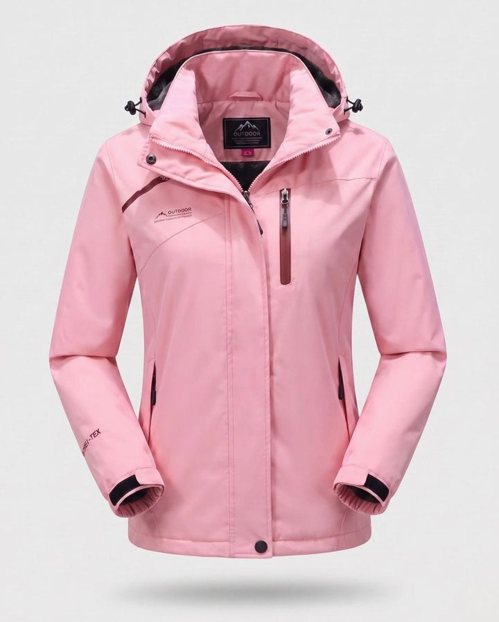 Damen Wasserdichte Fleecegefütterte Winterjacke mit Kapuze - Damen Rosa