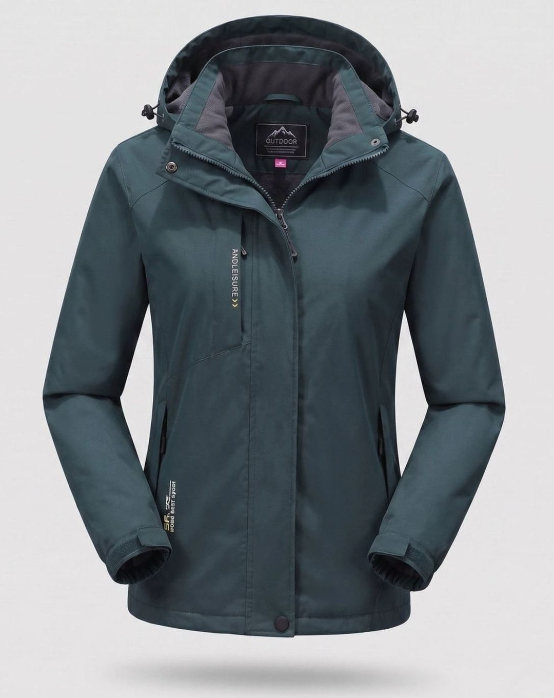 Damen Wasserdichte Fleecegefütterte Winterjacke mit Kapuze - Herren - Dunkelgrün