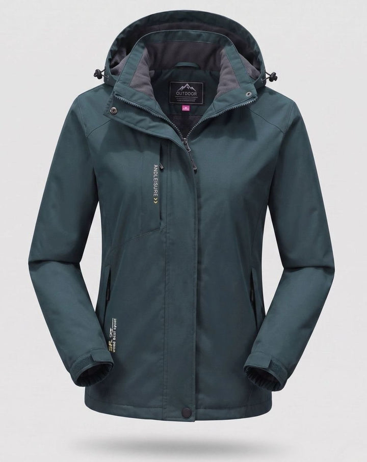 Damen Wasserdichte Fleecegefütterte Winterjacke mit Kapuze - Herren - Dunkelgrün