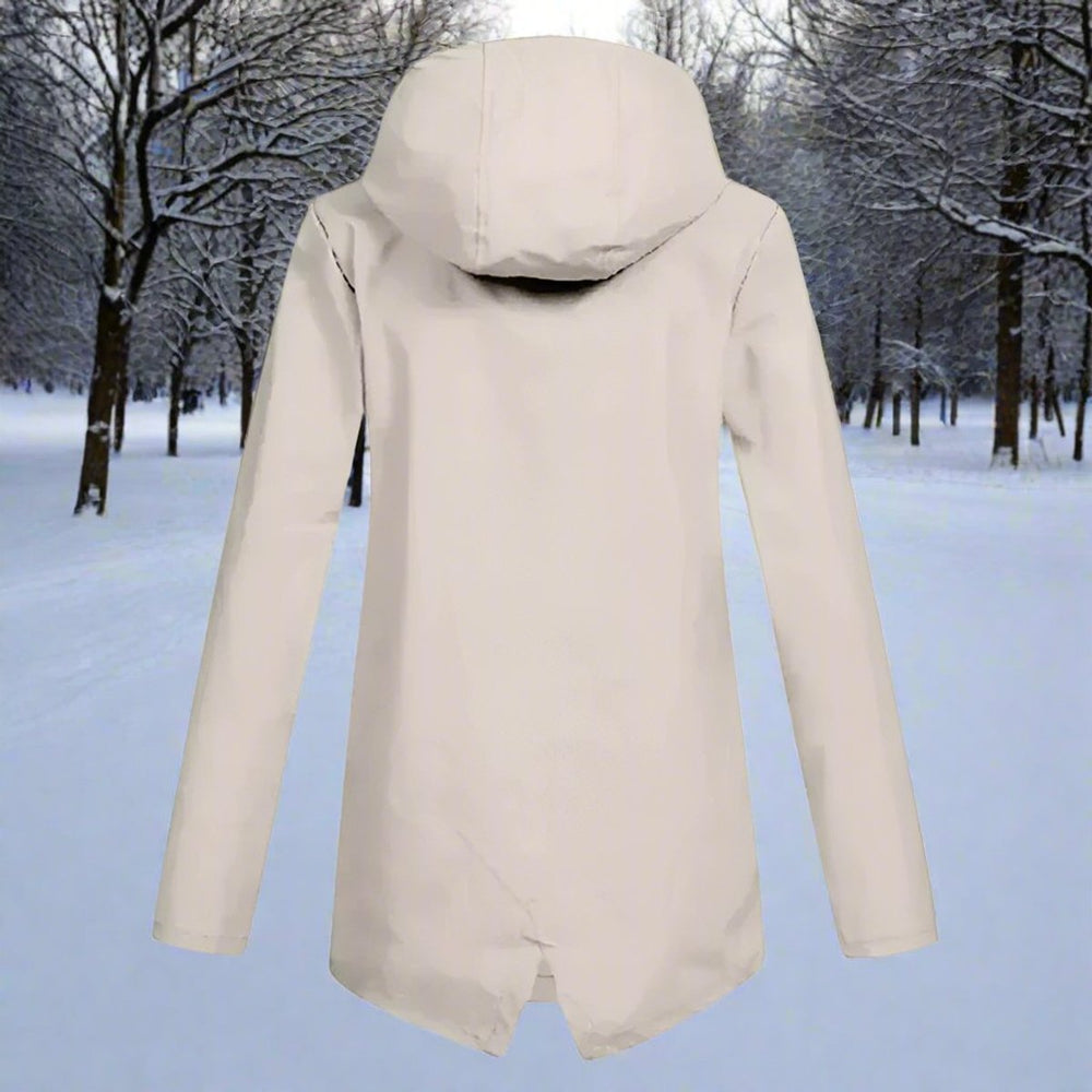 Damen Wasserdichte Kapuzen-Regenjacke mit Reißverschluss Taschen