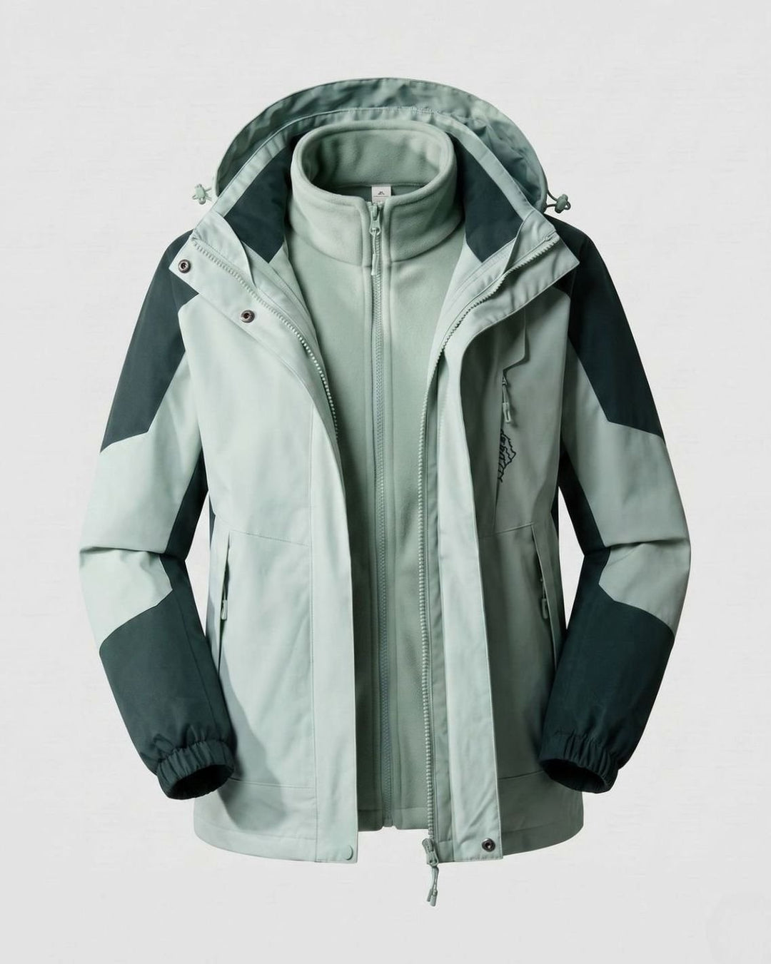 Damen Wasserdichte Outdoor-Jacke mit Kapuze Atmungsaktiv Zweilagig - Damen Dunkelgrün (2-teilig)