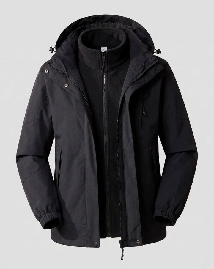 Damen Wasserdichte Outdoor-Jacke mit Kapuze Atmungsaktiv Zweilagig - Damen Schwarz (Einzeln)