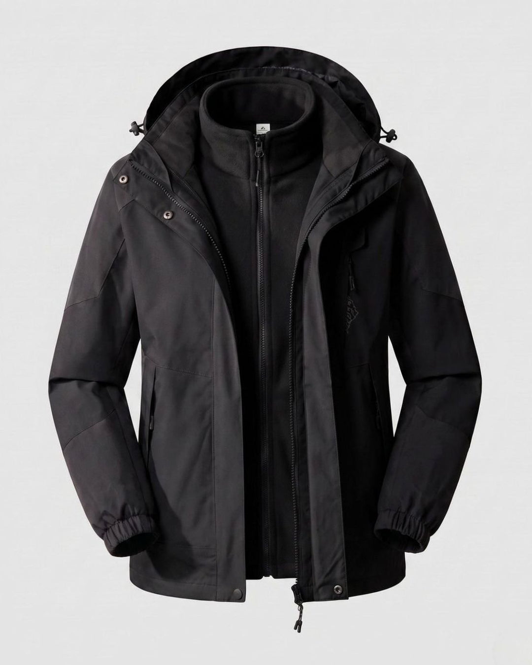 Damen Wasserdichte Outdoor-Jacke mit Kapuze Atmungsaktiv Zweilagig - Damen Schwarz (2-teilig)