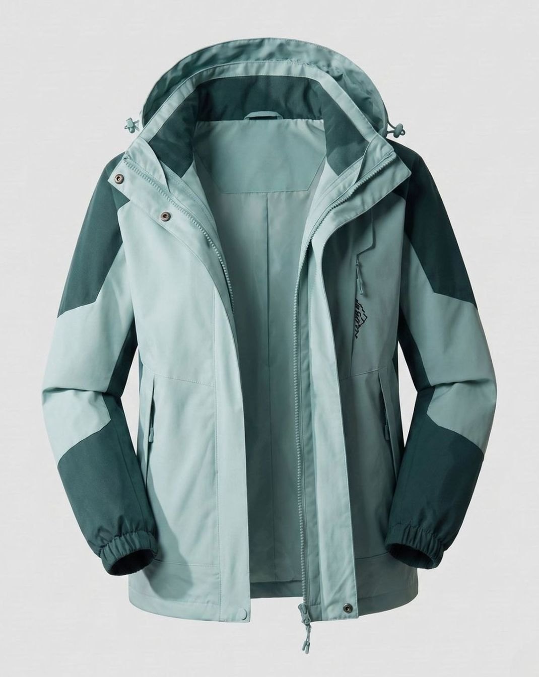 Damen Wasserdichte Outdoor-Jacke mit Kapuze Atmungsaktiv Zweilagig - Damen Dunkelgrün (Einzeln)