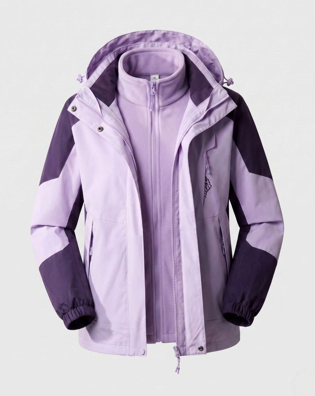 Damen Wasserdichte Outdoor-Jacke mit Kapuze Atmungsaktiv Zweilagig - Damen Helllila (Einzeln)