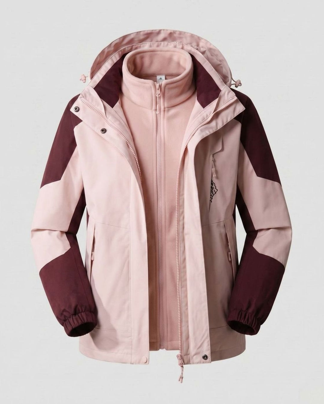 Damen Wasserdichte Outdoor-Jacke mit Kapuze Atmungsaktiv Zweilagig - Damen Helllila (2-teilig)