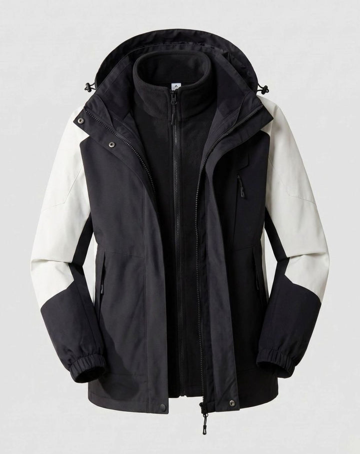 Damen Wasserdichte Outdoor-Jacke mit Kapuze Atmungsaktiv Zweilagig - Herren Weiß (Einzeln)