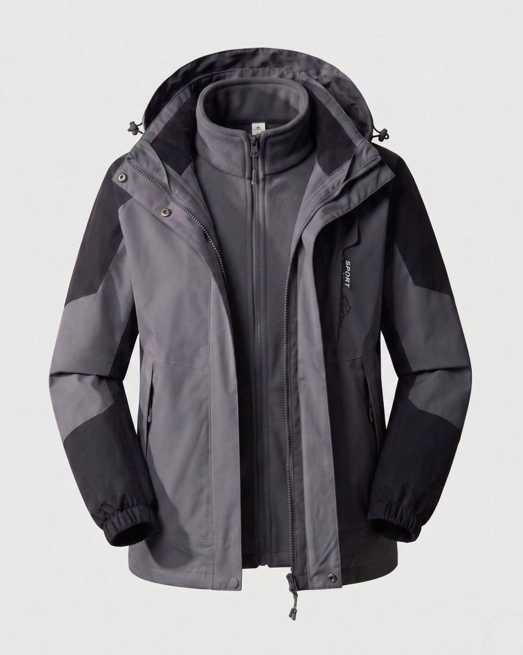 Damen Wasserdichte Outdoor-Jacke mit Kapuze Atmungsaktiv Zweilagig - Herren Dunkelgrau (Einzeln)