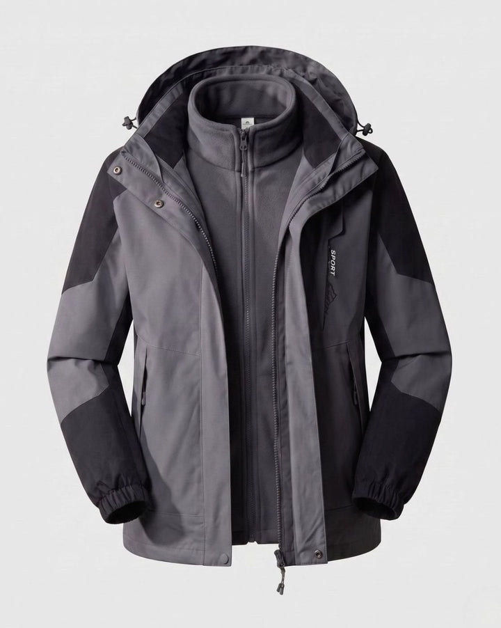 Damen Wasserdichte Outdoor-Jacke mit Kapuze Atmungsaktiv Zweilagig - Herren Dunkelgrau (Einzeln)