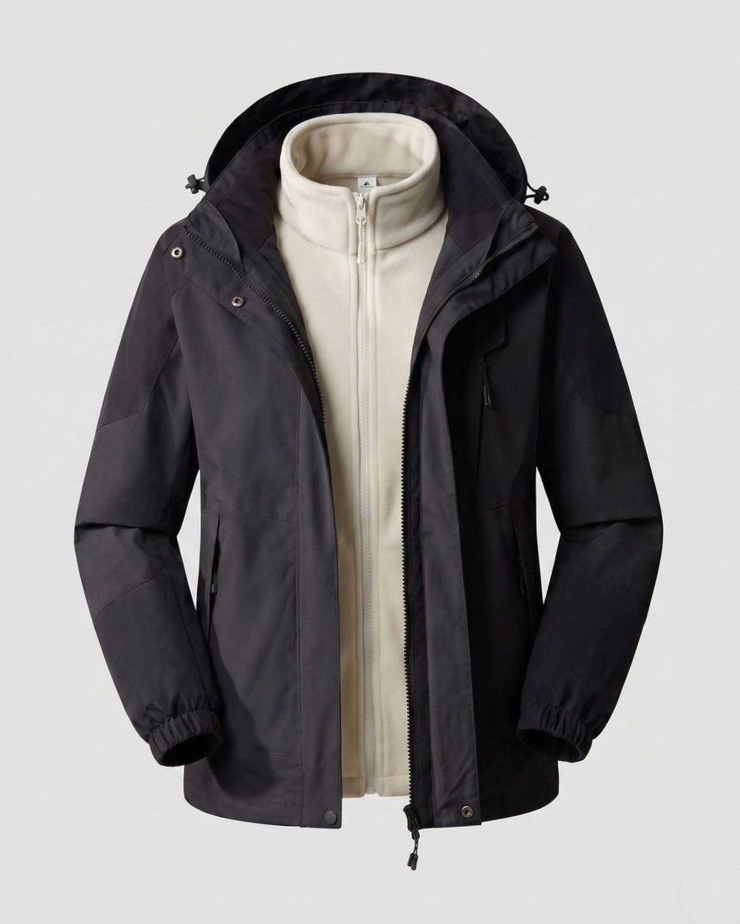 Damen Wasserdichte Outdoor-Jacke mit Kapuze Atmungsaktiv Zweilagig - Herren Schwarz (Einzeln)