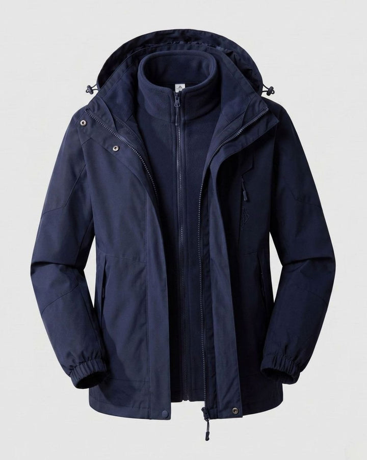 Damen Wasserdichte Outdoor-Jacke mit Kapuze Atmungsaktiv Zweilagig - Herren Dunkelblau (Einzeln)