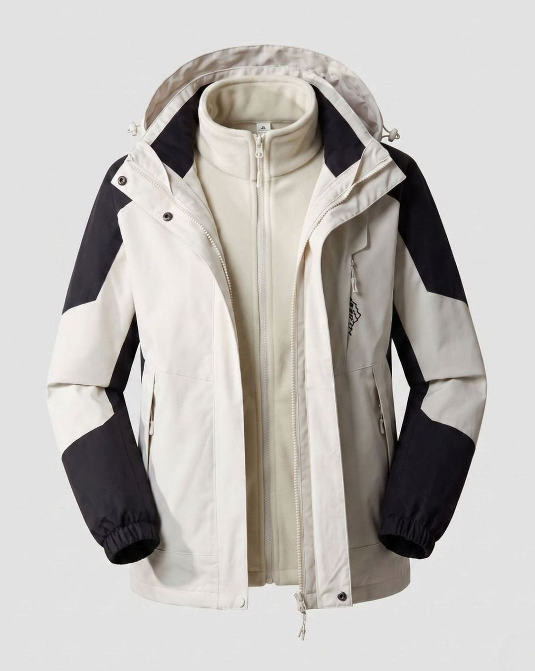 Damen Wasserdichte Outdoor-Jacke mit Kapuze Atmungsaktiv Zweilagig - Herren Weiß (2-teilig)