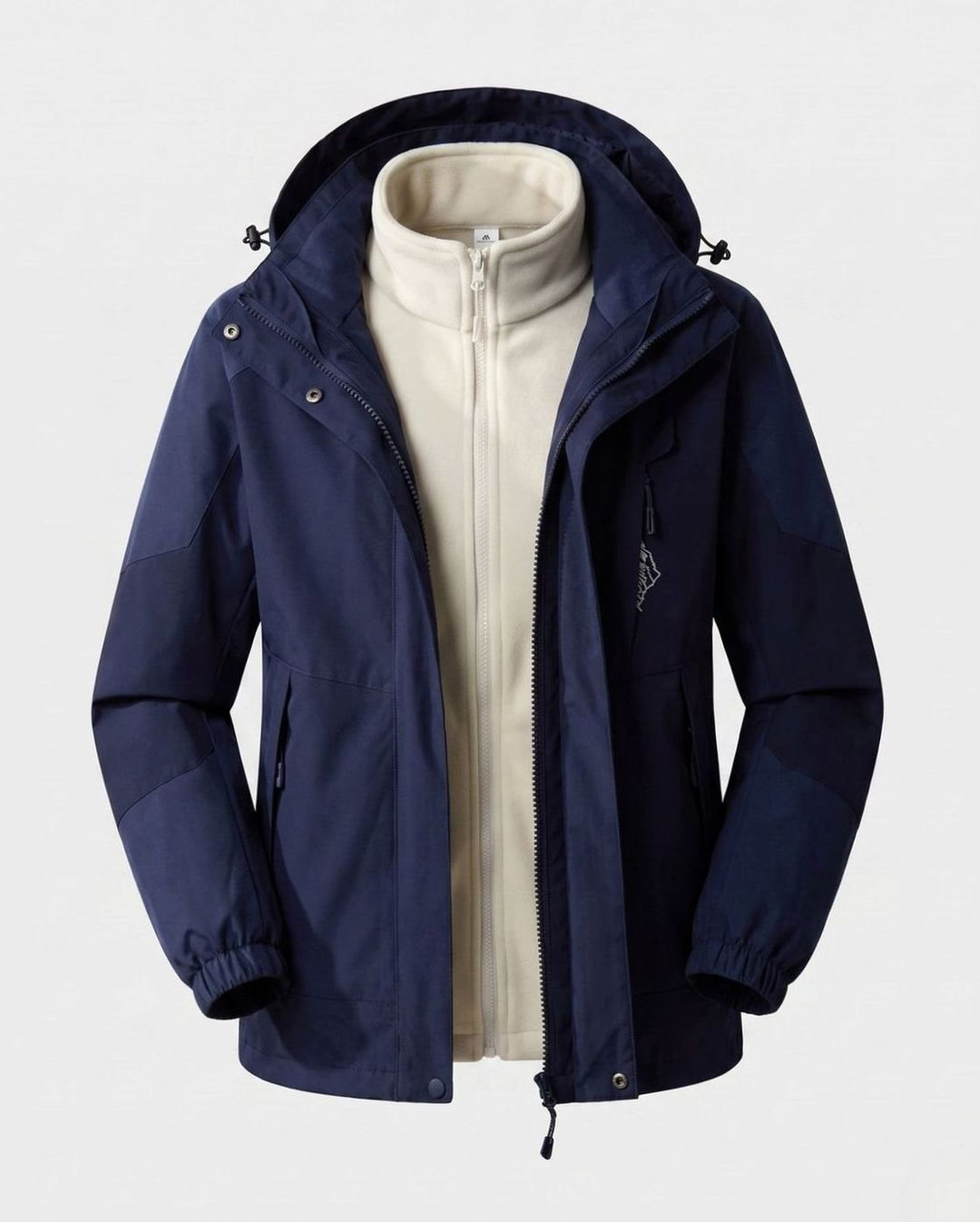 Damen Wasserdichte Outdoor-Jacke mit Kapuze Atmungsaktiv Zweilagig - Herren Dunkelblau (2-teilig)