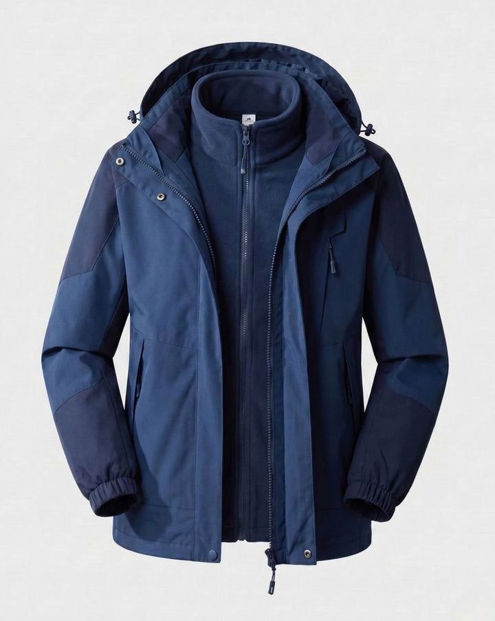 Damen Wasserdichte Outdoor-Jacke mit Kapuze Atmungsaktiv Zweilagig - Herren Jeansblau (Einzeln)