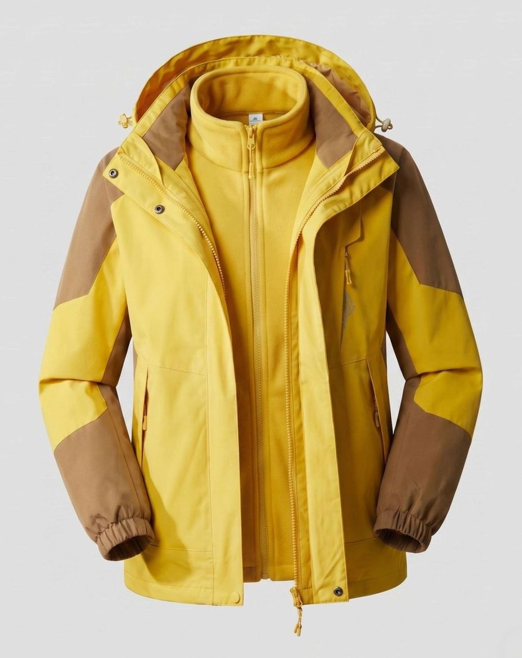 Damen Wasserdichte Outdoor-Jacke mit Kapuze Atmungsaktiv Zweilagig - Herren Orange-Gelb (Einzeln)