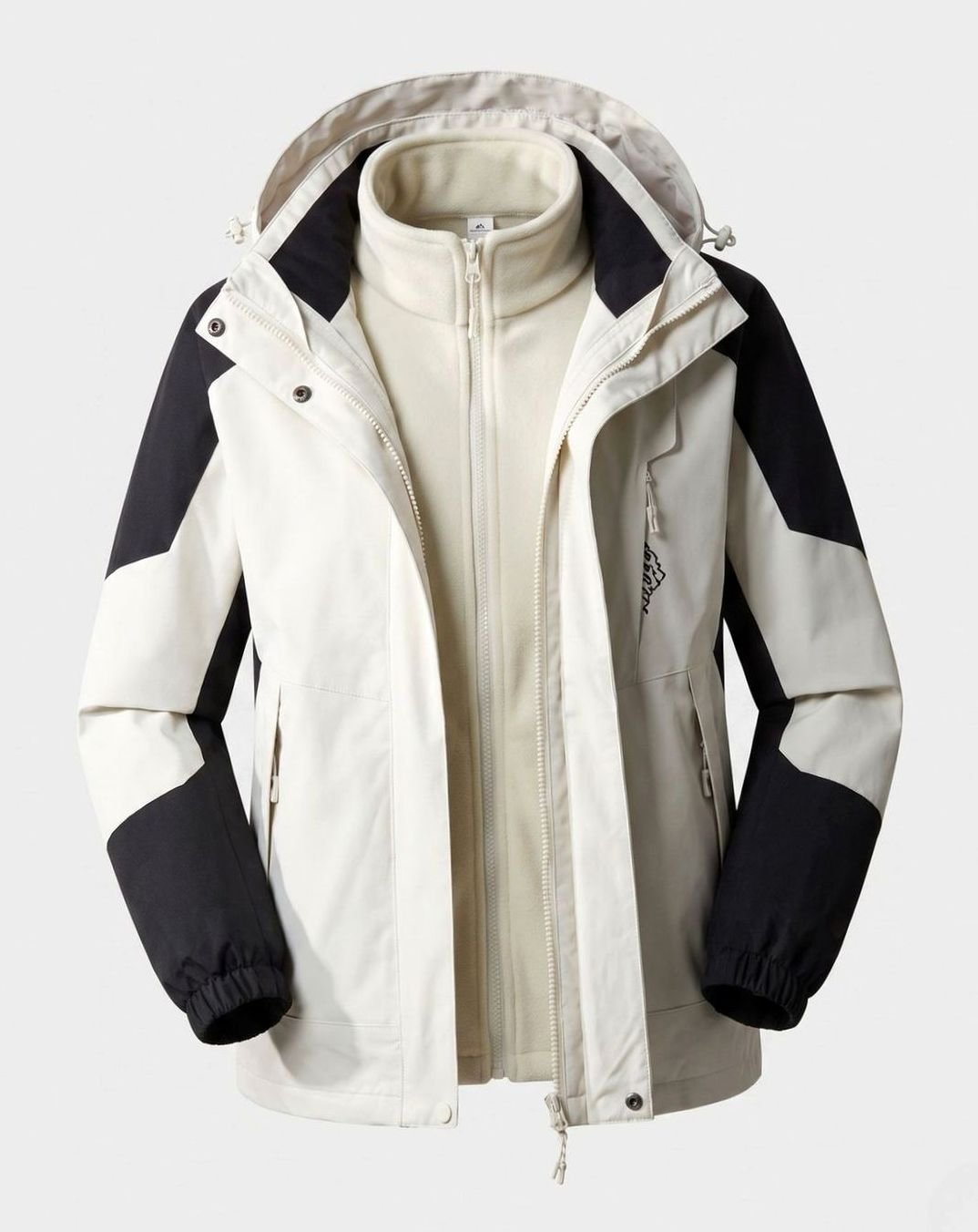 Damen Wasserdichte Outdoor-Jacke mit Kapuze Atmungsaktiv Zweilagig - Damen Weiß (2-teilig)