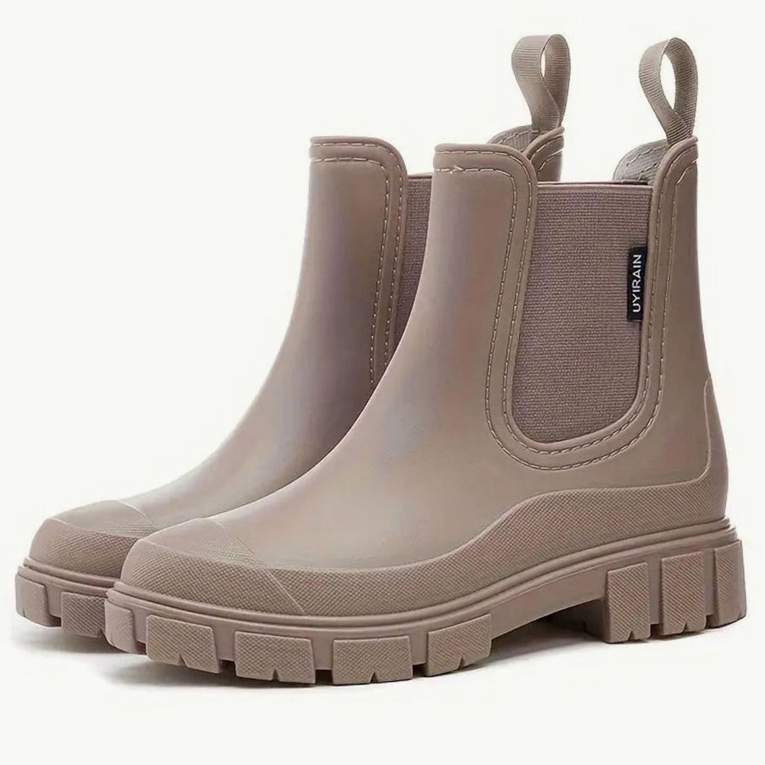Damen Wasserdichte Slip-On Chelsea Stiefel mit Blockabsatz