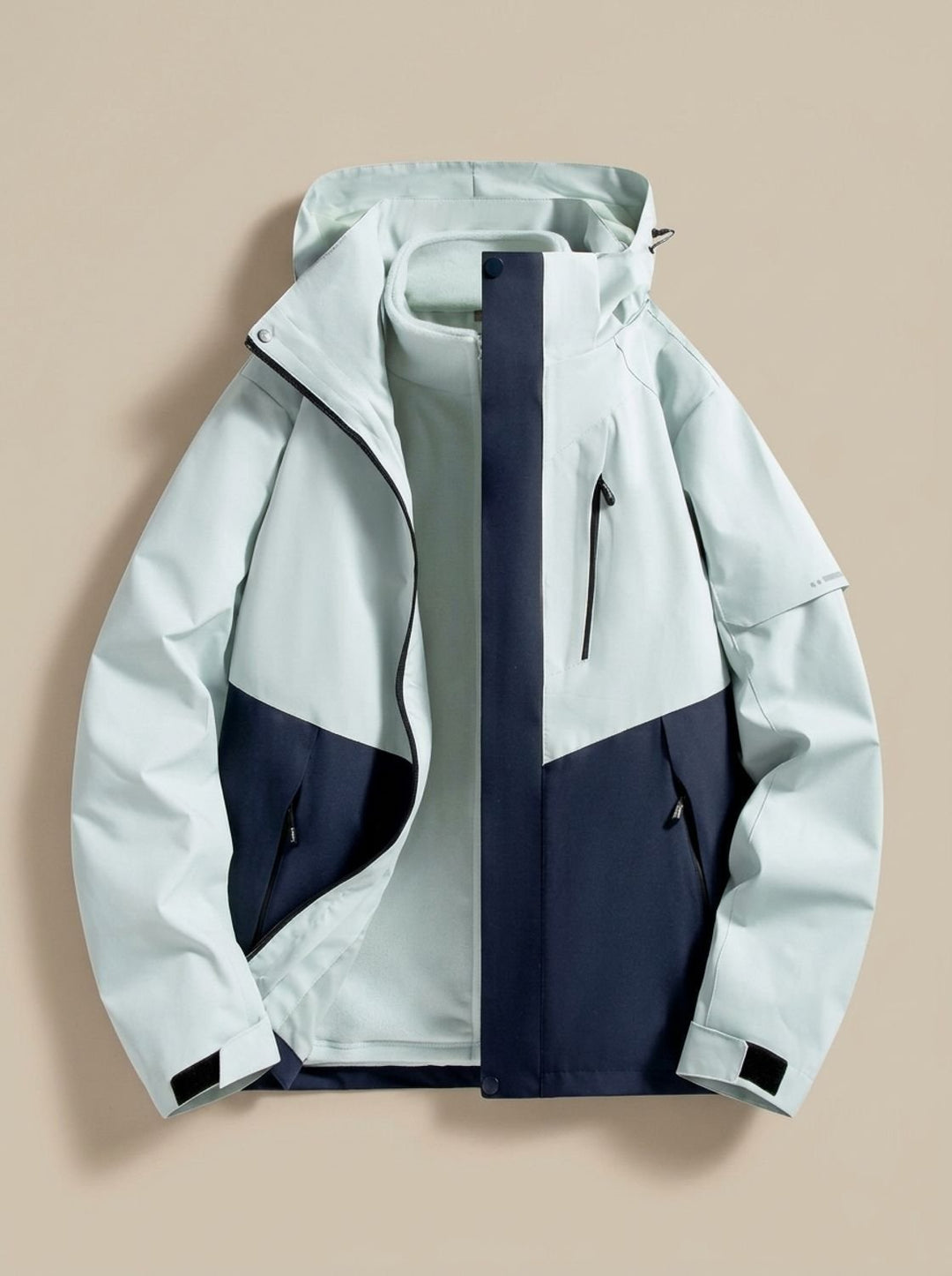 Damen Wasserdichte Winterjacke mit Abnehmbarer Kapuze Fleece-Innenkragen - Dunkelblau