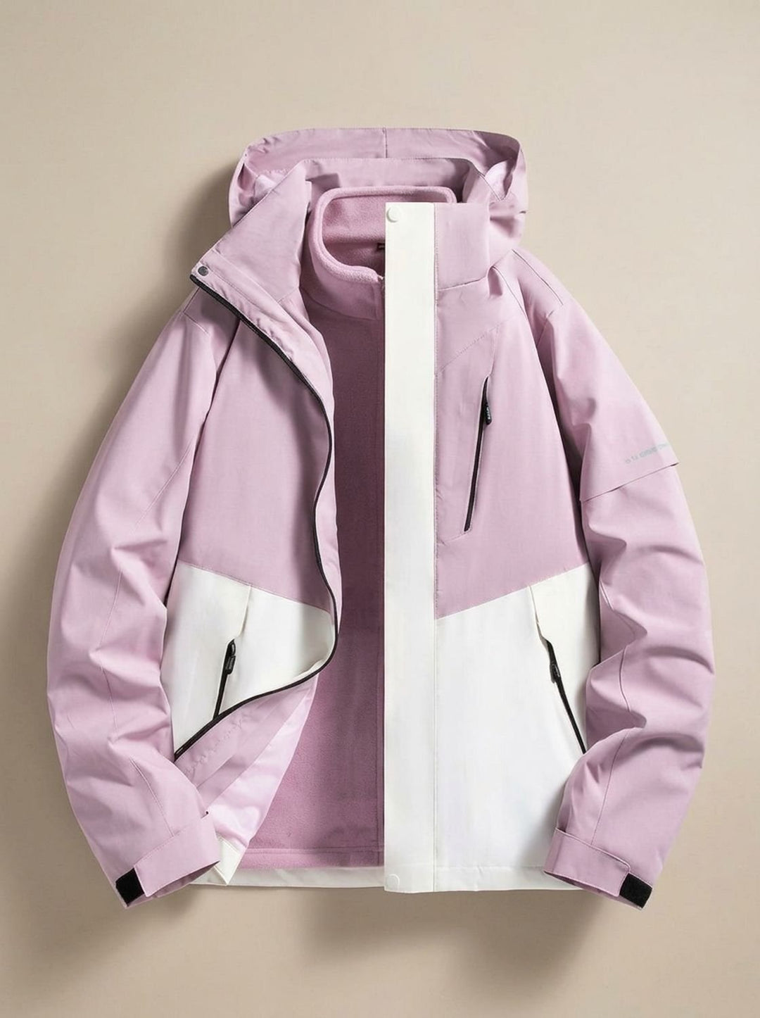 Damen Wasserdichte Winterjacke mit Abnehmbarer Kapuze Fleece-Innenkragen - Helllila