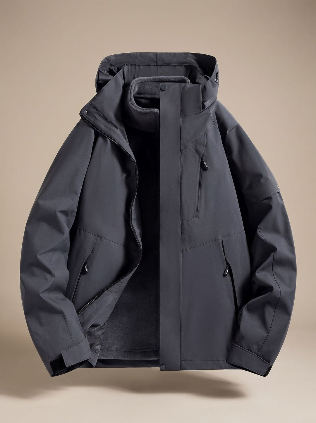 Damen Wasserdichte Winterjacke mit Abnehmbarer Kapuze Fleece-Innenkragen