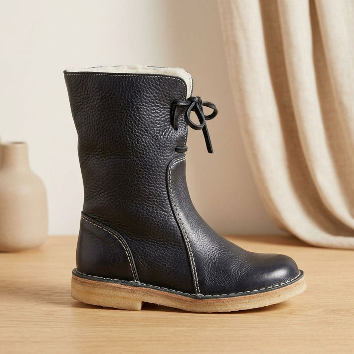 Damen Wasserdichte Winterstiefel Mid-Calf Fleecegefüttert - Schwarz