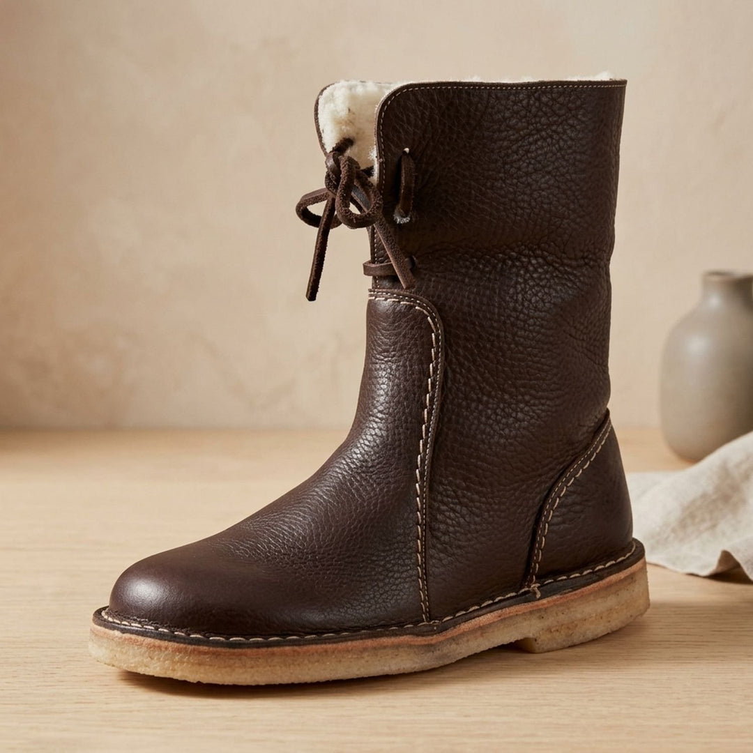 Damen Wasserdichte Winterstiefel Mid-Calf Fleecegefüttert - Dunkelbraun