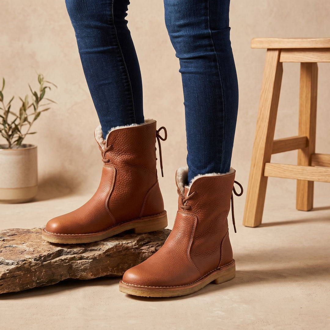 Damen Wasserdichte Winterstiefel Mid-Calf Fleecegefüttert