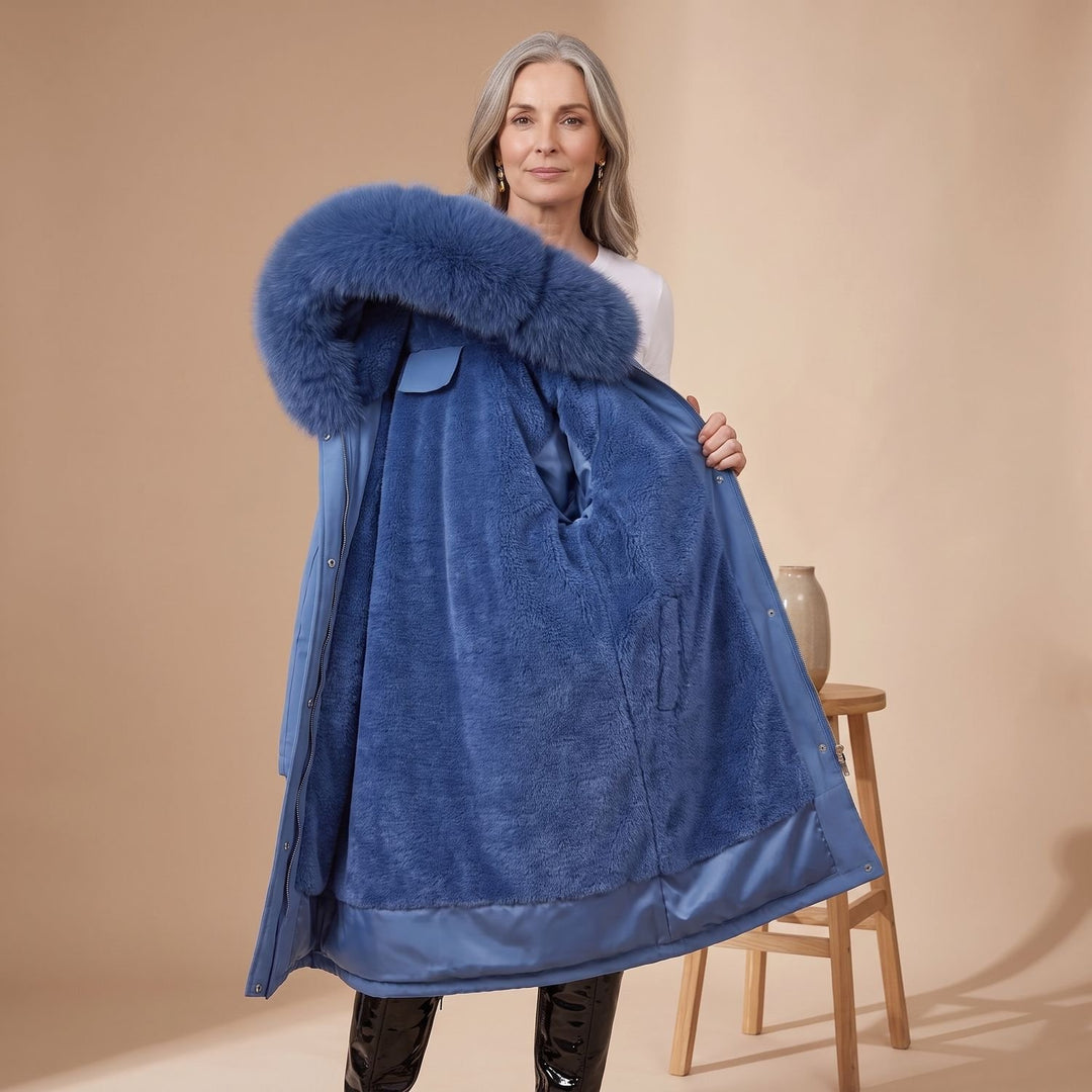 Damen Wasserdichter Winterparka mit Kunstfellkragen und Kapuze