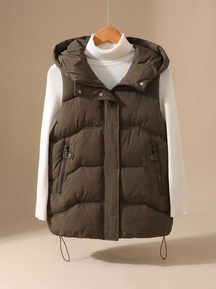 Damen Wattierter Kapuzen-Bodywarmer mit Reißverschlusstaschen