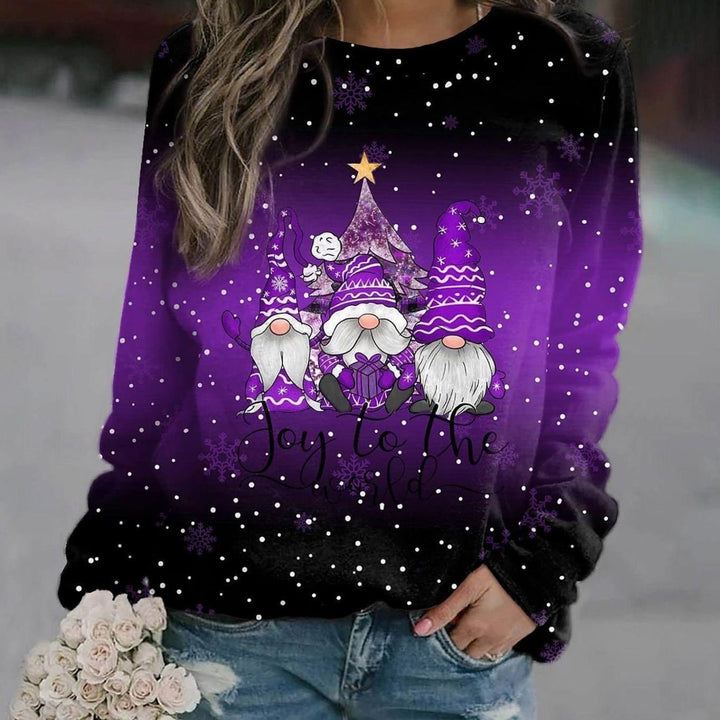 Damen Weihnachts-Strickpullover Locker Weihnachtsmotiv Rundhals - Lila