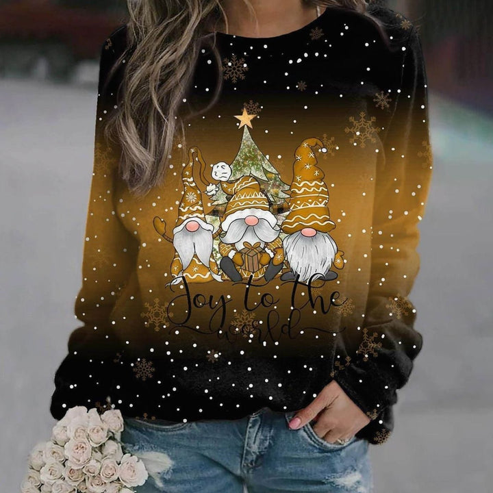 Damen Weihnachts-Strickpullover Locker Weihnachtsmotiv Rundhals - Orange
