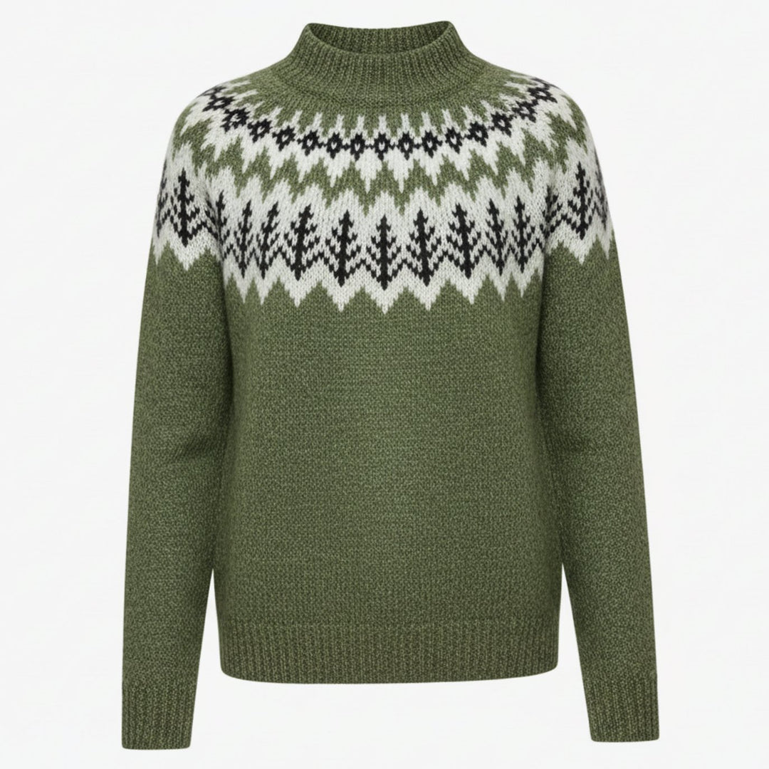 Damen Weihnachtspullover Fair Isle Nordisches Rundhals-Strickpullover