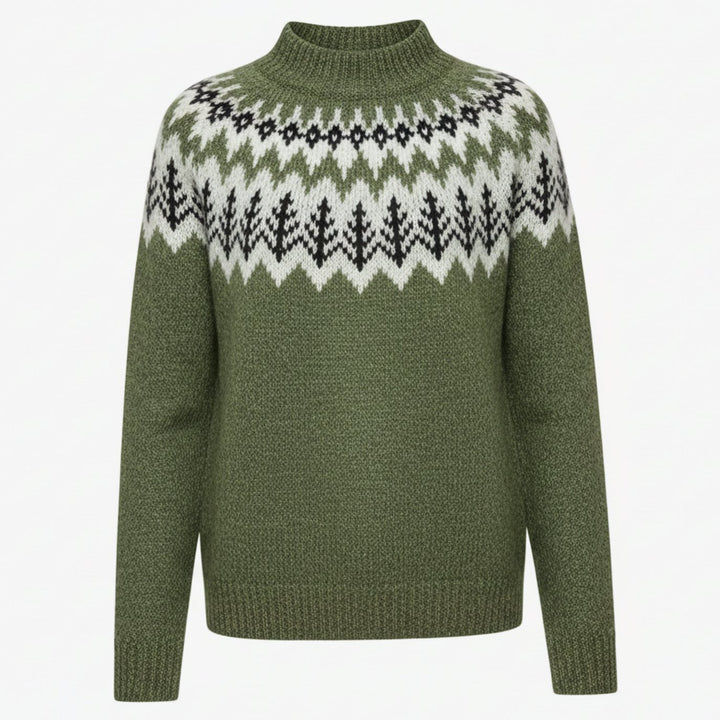 Damen Weihnachtspullover Fair Isle Nordisches Rundhals-Strickpullover